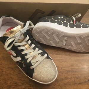 Women's Rollie Nation Black and Gold Sneakers 8